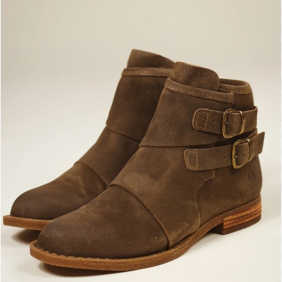 Born Brown Ankle Boots with Buckle Straps - Picture 1 of 14